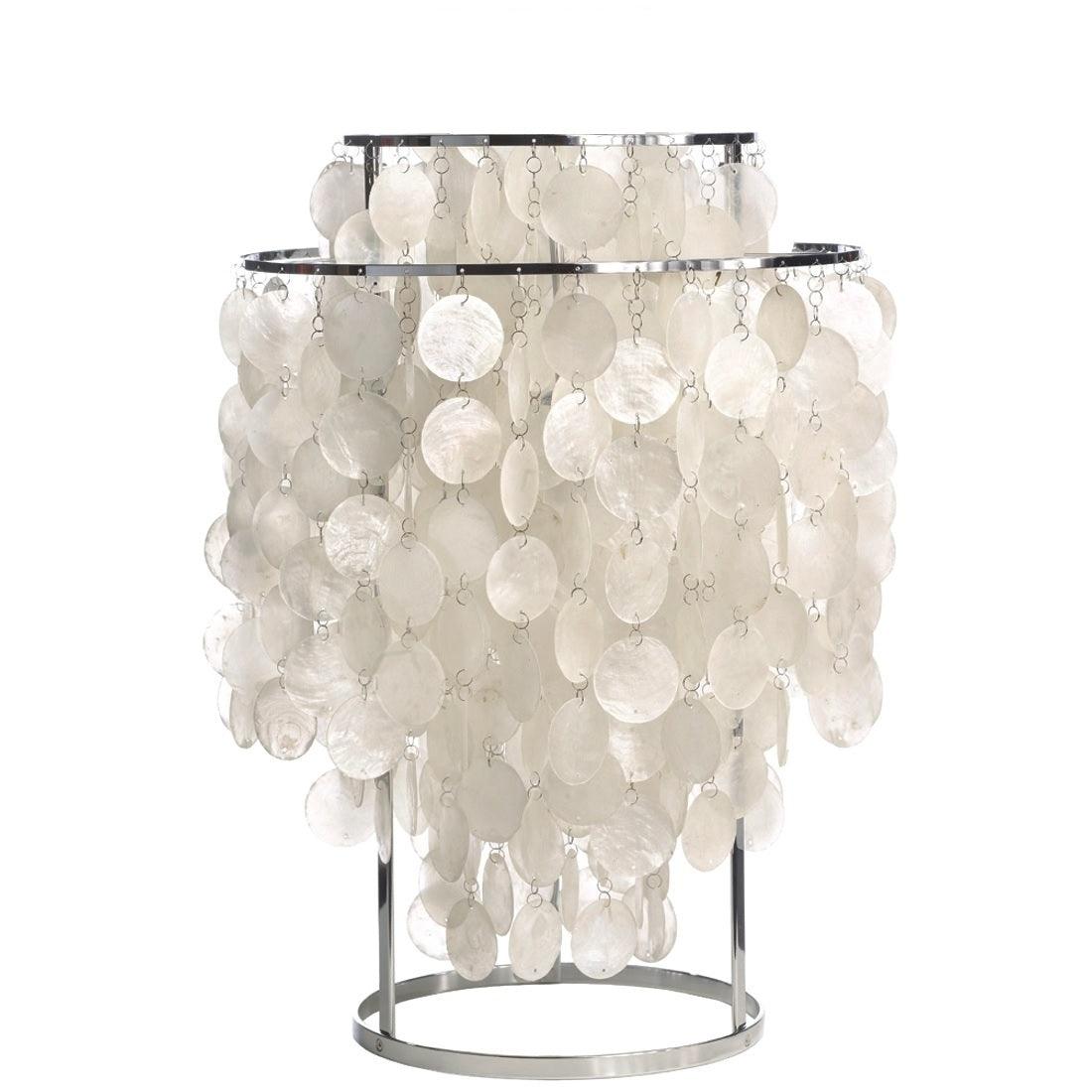 Natural Mother of Pearl Shell Table Lamp Round Coastal Bedside Light for Modern Interiors