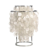 Natural Mother of Pearl Shell Table Lamp Round Coastal Bedside Light for Modern Interiors