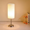 Modern Linen Fabric Bedside Table Lamp with Round Iron Base for Home Decor