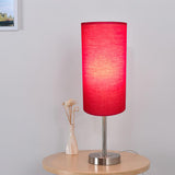 Modern Linen Fabric Bedside Table Lamp with Round Iron Base for Home Decor
