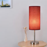 Modern Linen Fabric Bedside Table Lamp with Round Iron Base for Home Decor