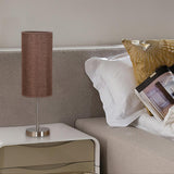 Modern Linen Fabric Bedside Table Lamp with Round Iron Base for Home Decor