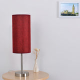Modern Linen Fabric Bedside Table Lamp with Round Iron Base for Home Decor