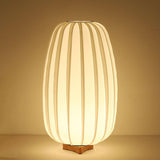 Modern Fabric Wood Minimalist Table Lamp with Integrated LED for Bedroom and Living Room