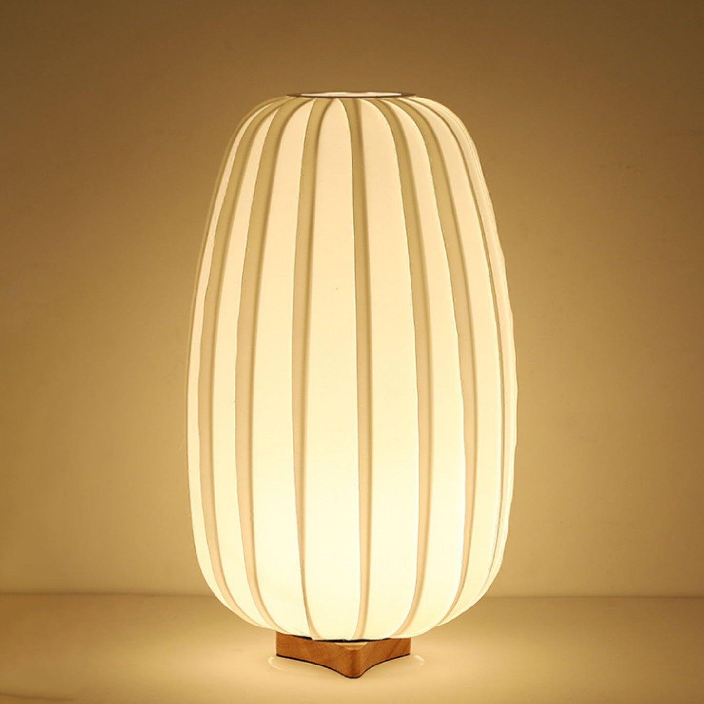 Modern Fabric Wood Minimalist Table Lamp with Integrated LED for Bedroom and Living Room