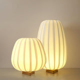 Modern Fabric Wood Minimalist Table Lamp with Integrated LED for Bedroom and Living Room
