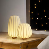 Modern Fabric Wood Minimalist Table Lamp with Integrated LED for Bedroom and Living Room