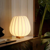 Modern Fabric Wood Minimalist Table Lamp with Integrated LED for Bedroom and Living Room