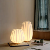 Modern Fabric Wood Minimalist Table Lamp with Integrated LED for Bedroom and Living Room