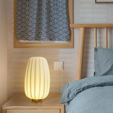Modern Fabric Wood Minimalist Table Lamp with Integrated LED for Bedroom and Living Room