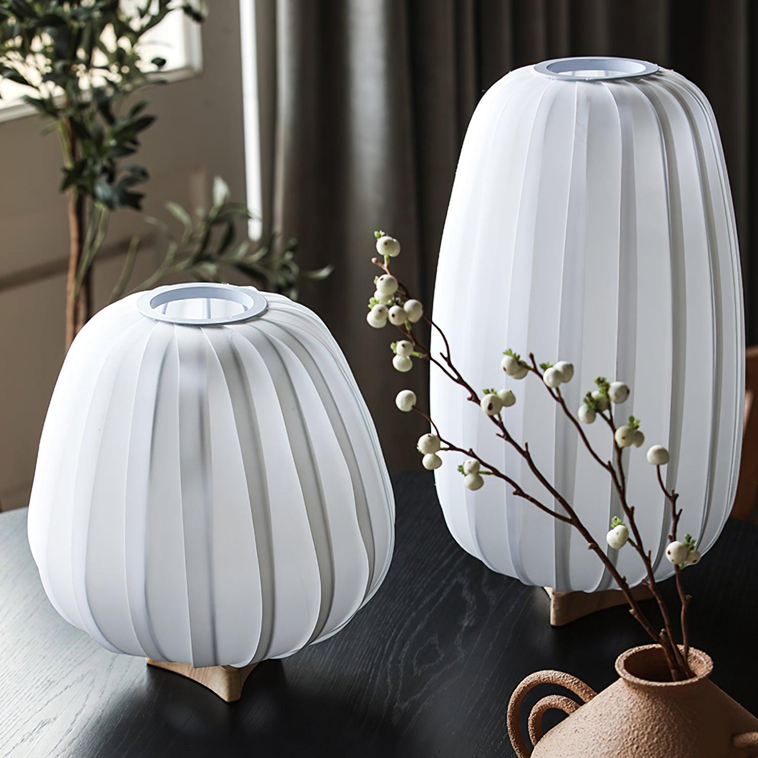 Modern Fabric Wood Minimalist Table Lamp with Integrated LED for Bedroom and Living Room