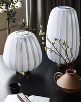 Modern Fabric Wood Minimalist Table Lamp with Integrated LED for Bedroom and Living Room