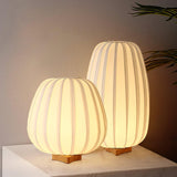 Modern Fabric Wood Minimalist Table Lamp with Integrated LED for Bedroom and Living Room
