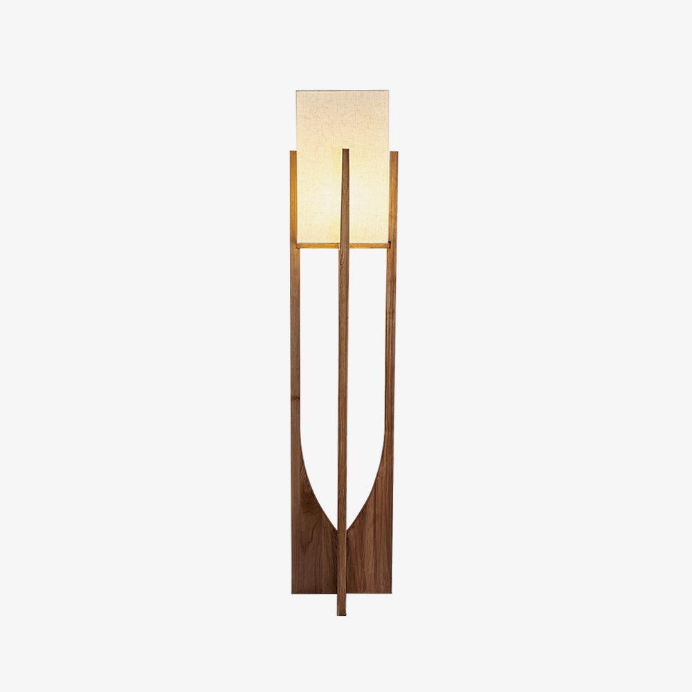 Modern Fairbanks Standing Lamp with Ash Wood Frame and White Fabric Shade