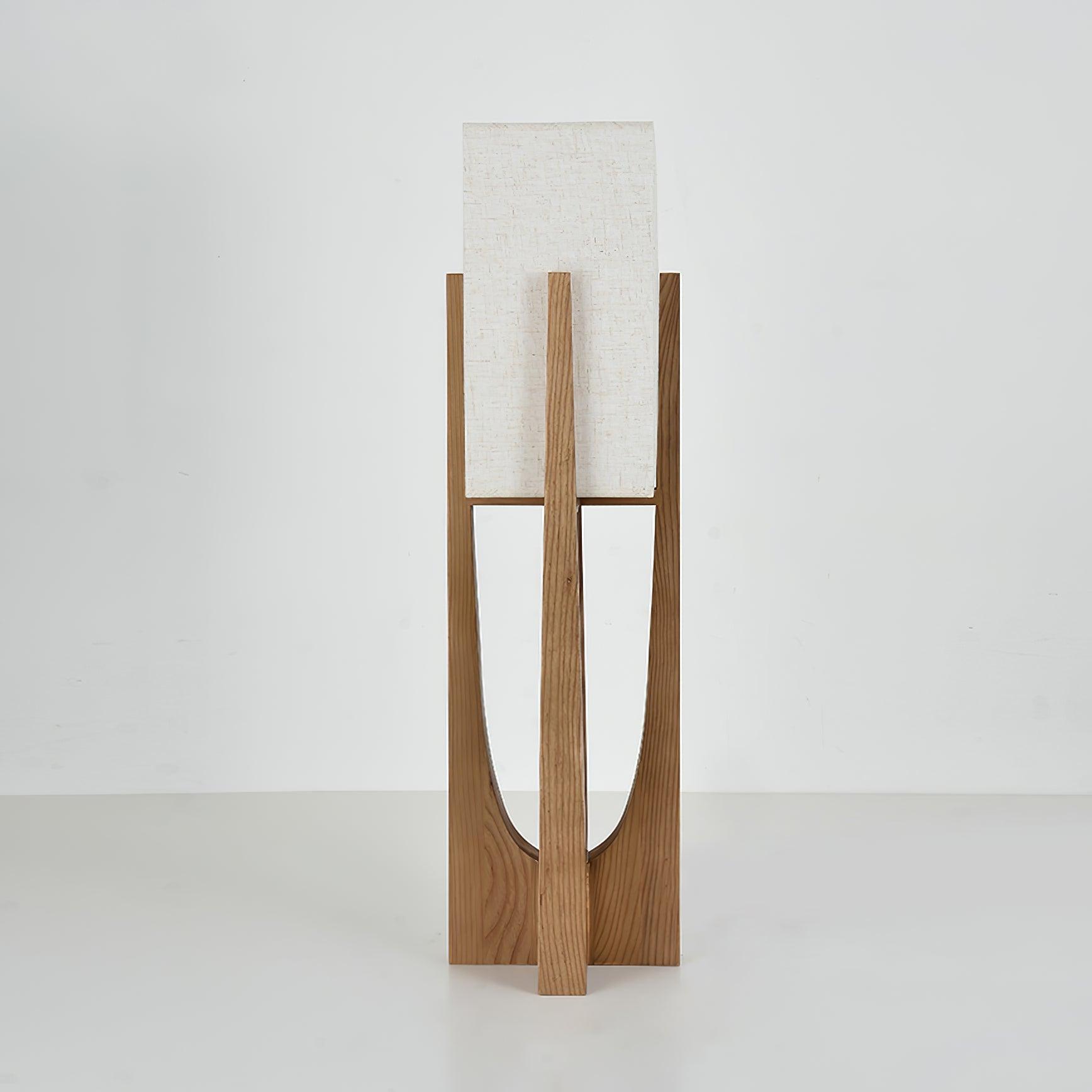 Modern Fairbanks Standing Lamp with Ash Wood Frame and White Fabric Shade