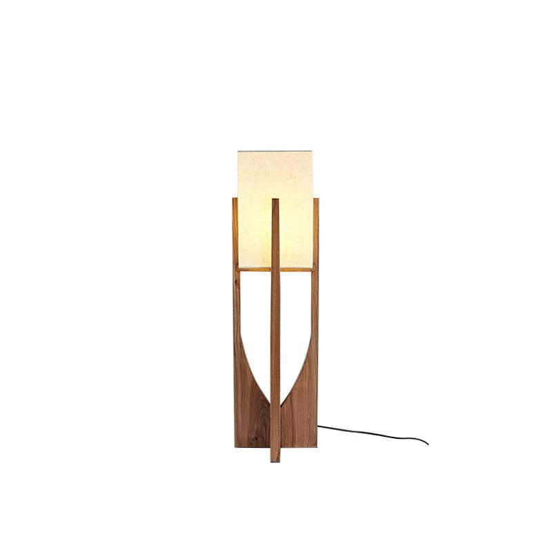 Modern Fairbanks Standing Lamp with Ash Wood Frame and White Fabric Shade