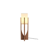 Modern Fairbanks Standing Lamp with Ash Wood Frame and White Fabric Shade