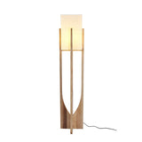 Modern Fairbanks Standing Lamp with Ash Wood Frame and White Fabric Shade