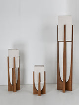 Modern Fairbanks Standing Lamp with Ash Wood Frame and White Fabric Shade