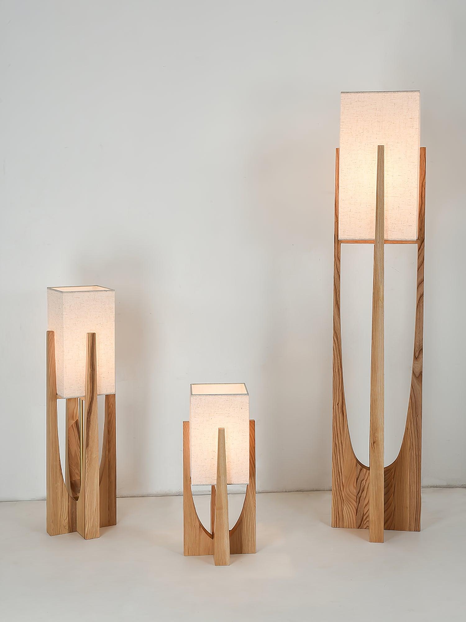 Modern Fairbanks Standing Lamp with Ash Wood Frame and White Fabric Shade