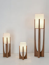 Modern Fairbanks Standing Lamp with Ash Wood Frame and White Fabric Shade