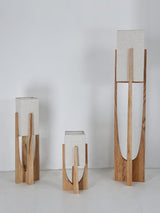 Modern Fairbanks Standing Lamp with Ash Wood Frame and White Fabric Shade