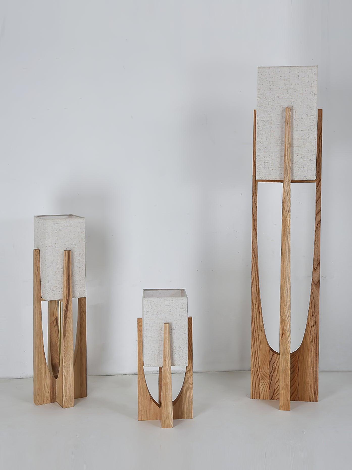 Modern Fairbanks Standing Lamp with Ash Wood Frame and White Fabric Shade