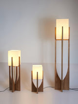 Modern Fairbanks Standing Lamp with Ash Wood Frame and White Fabric Shade