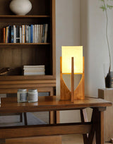 Modern Fairbanks Standing Lamp with Ash Wood Frame and White Fabric Shade