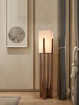 Modern Fairbanks Standing Lamp with Ash Wood Frame and White Fabric Shade