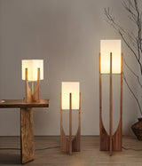 Modern Fairbanks Standing Lamp with Ash Wood Frame and White Fabric Shade
