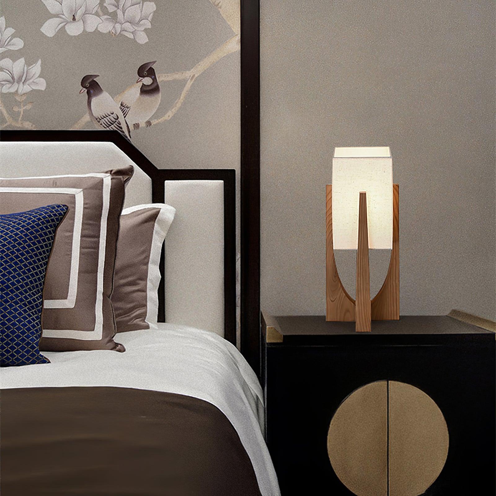 Modern Fairbanks Standing Lamp with Ash Wood Frame and White Fabric Shade