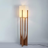 Modern Fairbanks Standing Lamp with Ash Wood Frame and White Fabric Shade