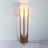 Modern Fairbanks Standing Lamp with Ash Wood Frame and White Fabric Shade