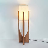 Modern Fairbanks Standing Lamp with Ash Wood Frame and White Fabric Shade