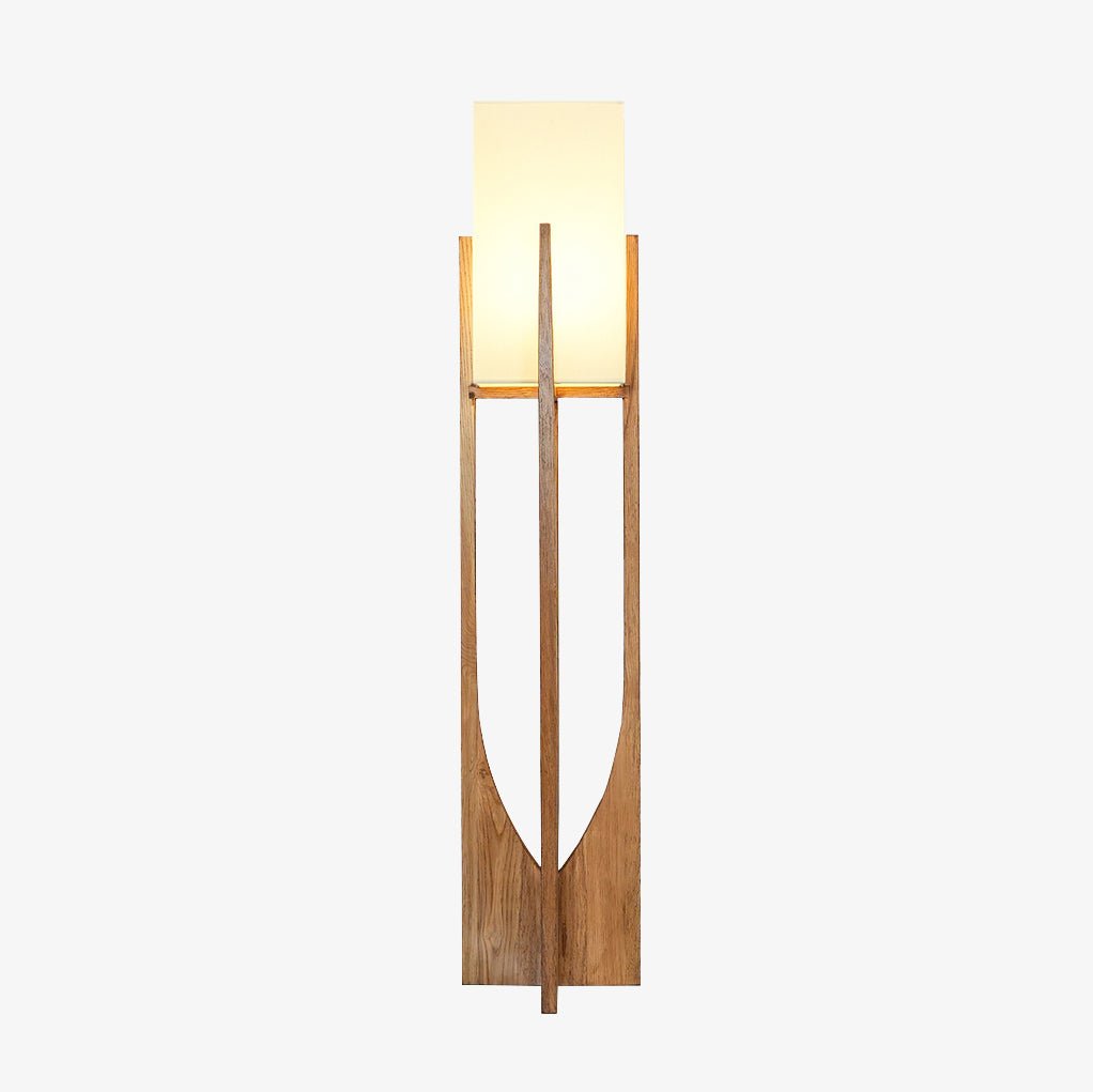 Modern Fairbanks Standing Lamp with Ash Wood Frame and White Fabric Shade