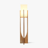 Modern Fairbanks Standing Lamp with Ash Wood Frame and White Fabric Shade