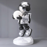 Astronaut Resin Floor Lamp with 5D Printed Globe and Rechargeable Battery for Bedroom