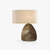 Faro Modern Geometric Table Lamp with Abaca Fabric Shade and Black Resin Base