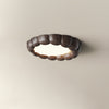 Modern Walnut Wood Grain Ripple Flush Mount LED Ceiling Light Fixture