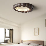 Modern Walnut Wood Grain Ripple Flush Mount LED Ceiling Light Fixture