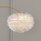 Modern Feather Floor Lamp with Storage Drawer and White Marble Base