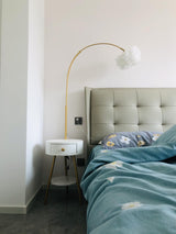 Modern Feather Floor Lamp with Storage Drawer and White Marble Base