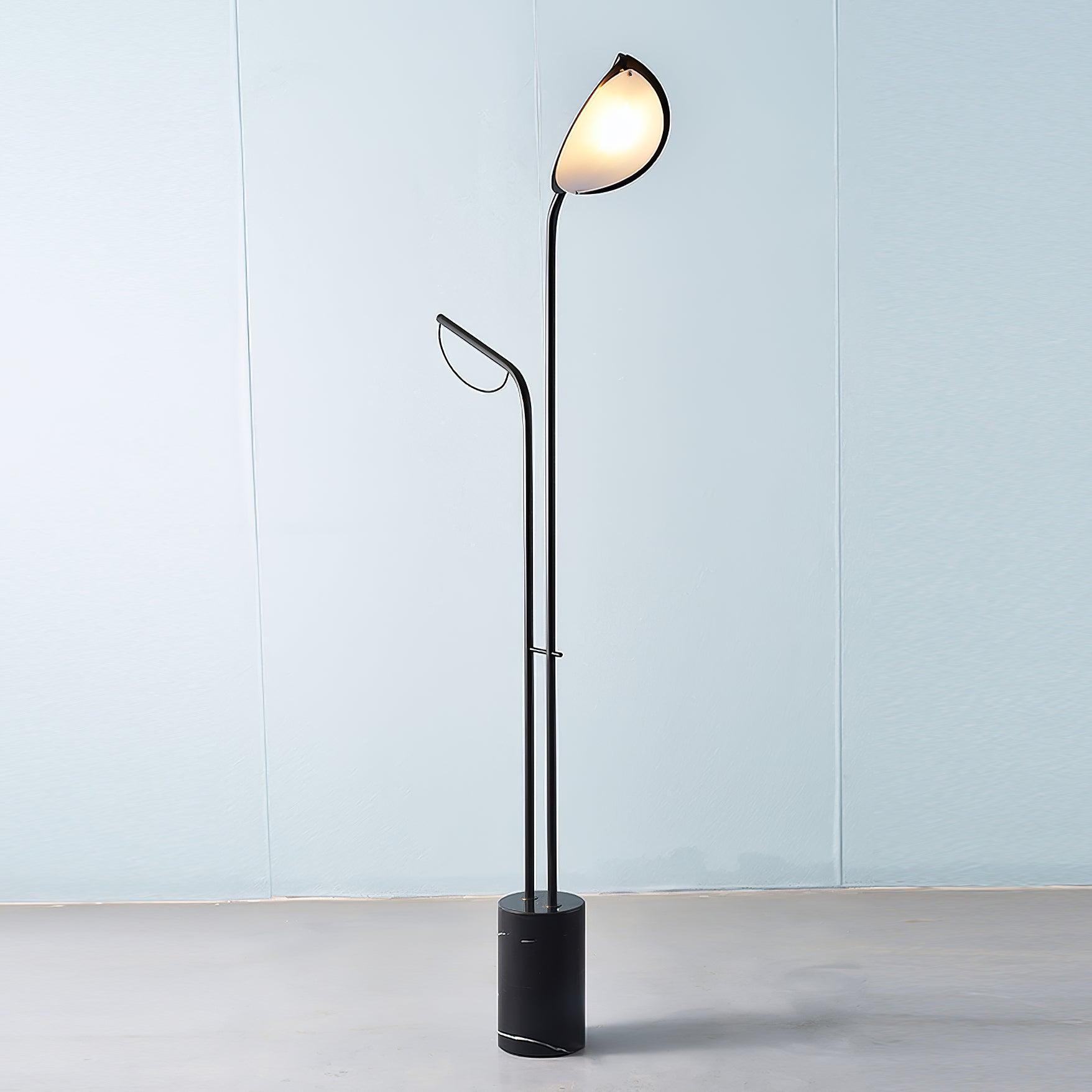 Modern Filo Floor Lamp with Black Marble Base and Rotatable Leaf Design LED Light