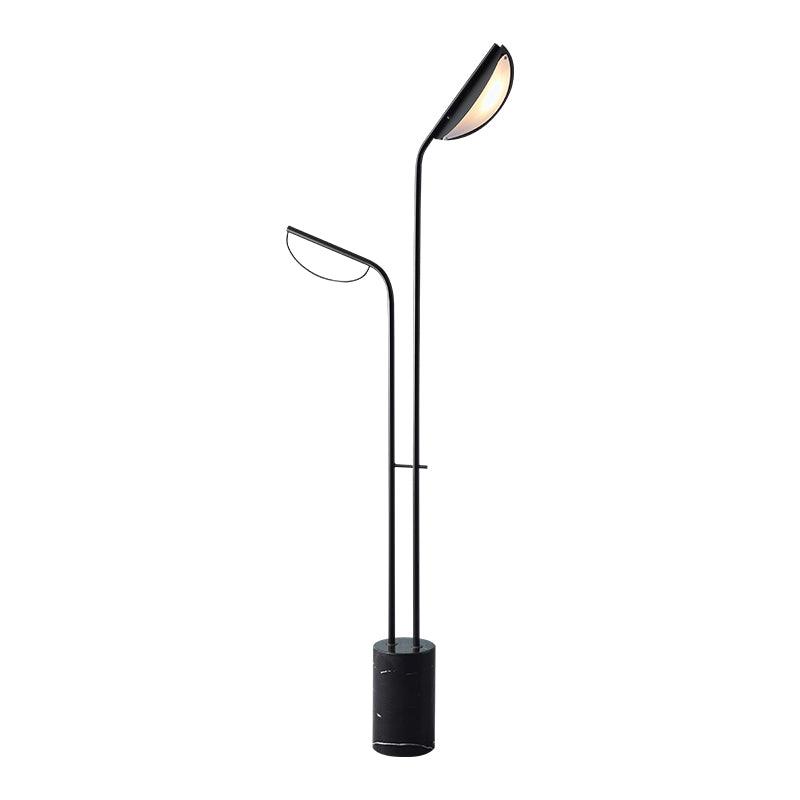 Modern Filo Floor Lamp with Black Marble Base and Rotatable Leaf Design LED Light
