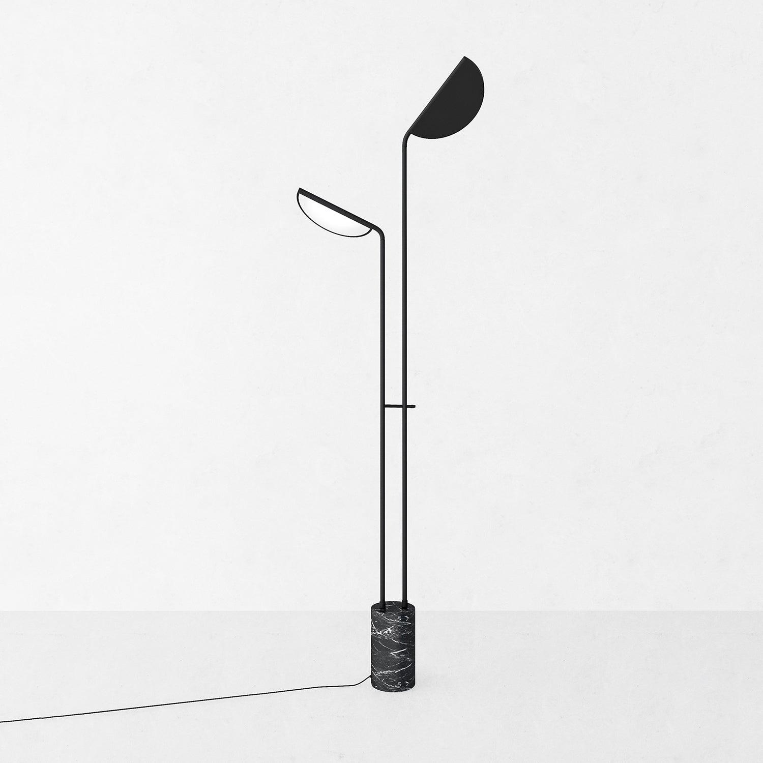 Modern Filo Floor Lamp with Black Marble Base and Rotatable Leaf Design LED Light