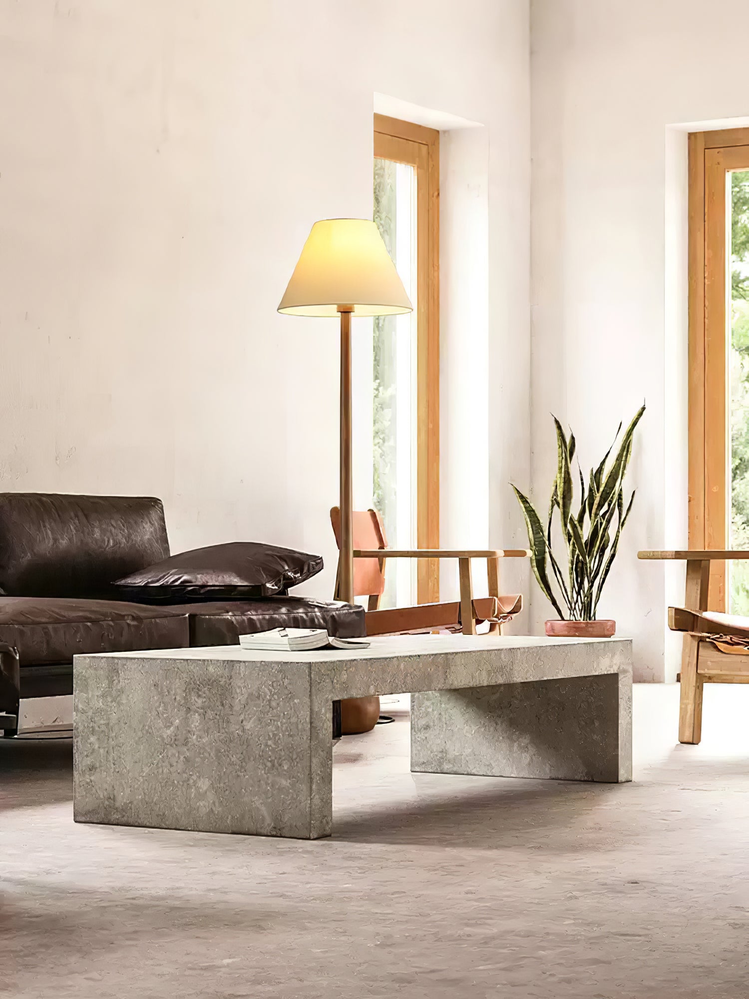 Elegant Solid Wood Uplight Floor Lamp with Fabric Shade and Metal Accents