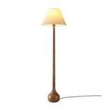Elegant Solid Wood Uplight Floor Lamp with Fabric Shade and Metal Accents