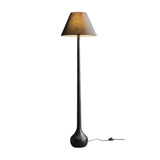 Elegant Solid Wood Uplight Floor Lamp with Fabric Shade and Metal Accents