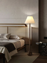 Elegant Solid Wood Uplight Floor Lamp with Fabric Shade and Metal Accents